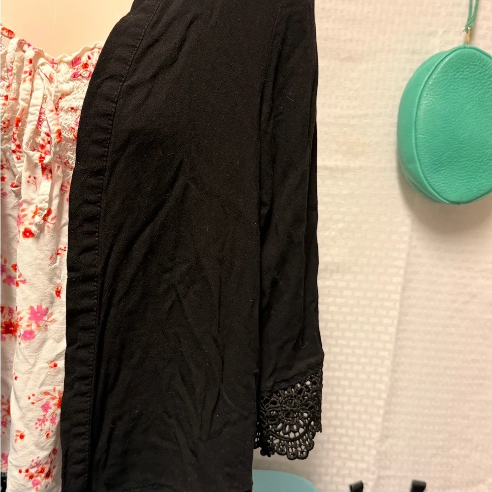 Xhilaration Black Cardigan with Lace Detail - Picture 3 of 5